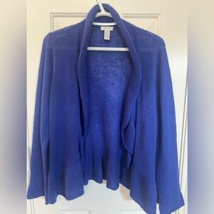 Chico's Royal Blue Wool Cardigan - Scalloped Sleeves & Back - Size L / 2 Chicos